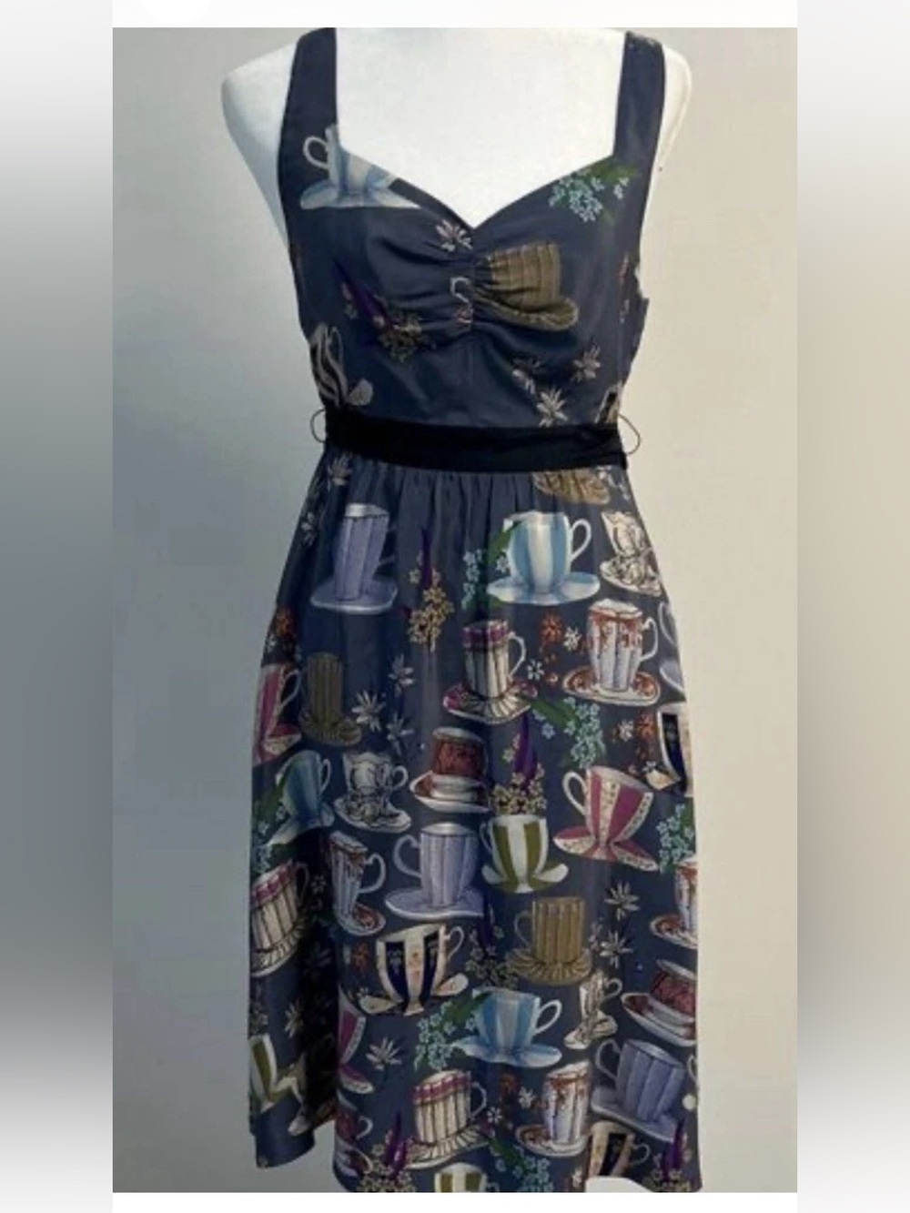 Anthropologie Floreat Whimsical Tea Cup Print Midi Dress NWT 6